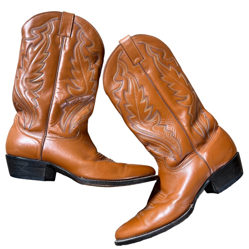 Diamond J Boots Mens 10.5 Brown Leather Western Cowboy Mexico 1.5” Heel